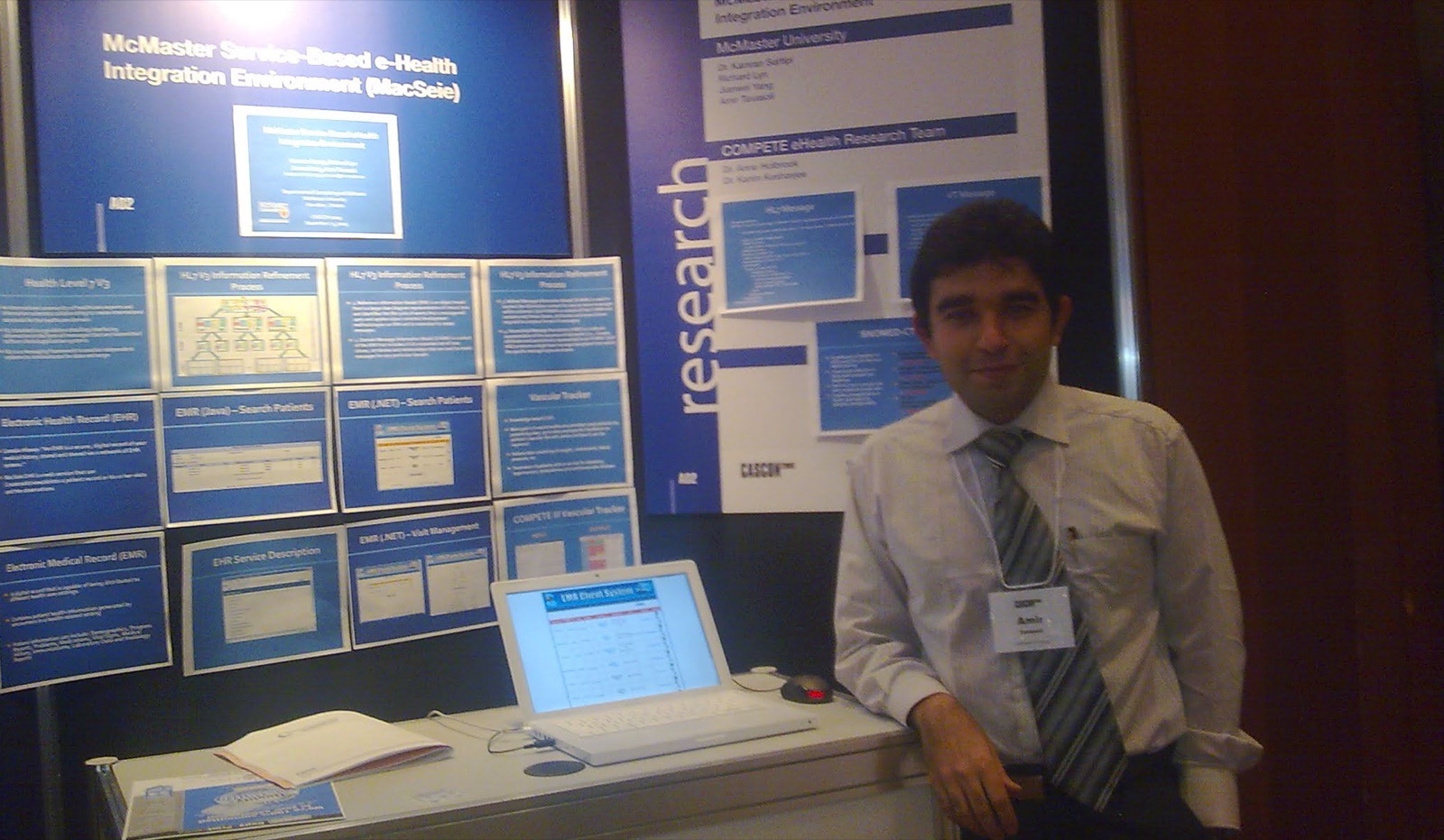 Amir Tavasoli at the McMaster Service-Based e-Health Integration Environment (MacSeie) research booth at the IBM CASCON 2009 Technology Showcase